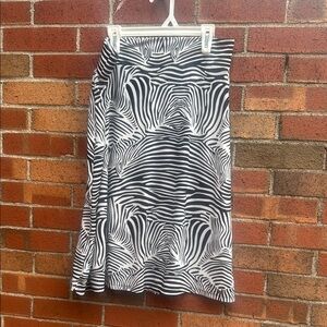 Merona Black and White Asymmetrical Midi Skirt